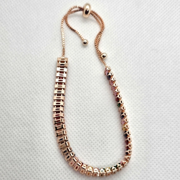 Zirconia Tennis Bracelet Rose Gold Chain - Picture 5 of 5